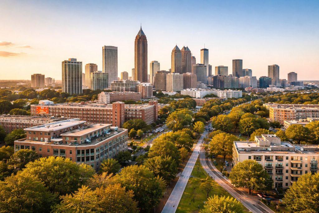 Atlanta skyline at golden hour